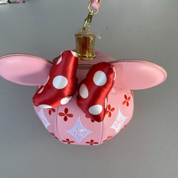 Disney Loungefly Stitch Shoppe Minnie Mouse Ornament Crossbody Bag W/Pin